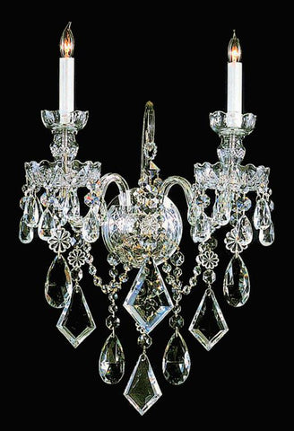 2 Light Polished Brass Crystal Sconce Draped In Clear Hand Cut Crystal - C193-1042-PB-CL-MWP