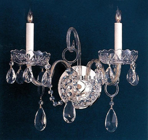 2 Light Polished Chrome Crystal Sconce Draped In Clear Swarovski Strass Crystal - C193-1102-CH-CL-S