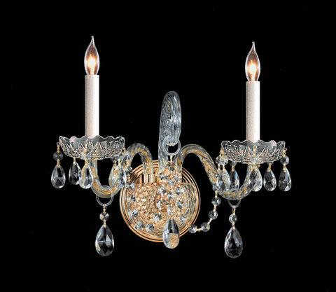 2 Light Polished Brass Crystal Sconce Draped In Clear Hand Cut Crystal - C193-1102-PB-CL-MWP