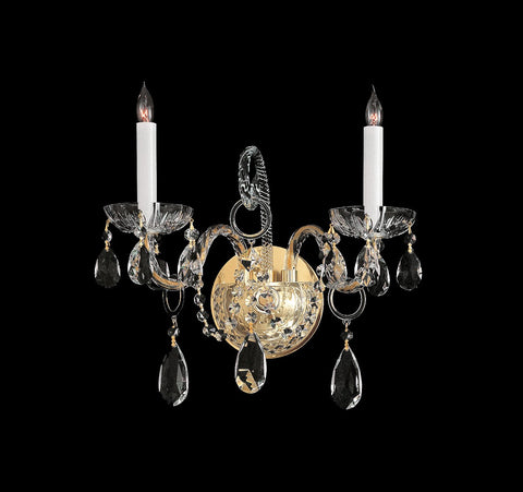 2 Light Polished Brass Crystal Sconce Draped In Clear Spectra Crystal - C193-1122-PB-CL-SAQ
