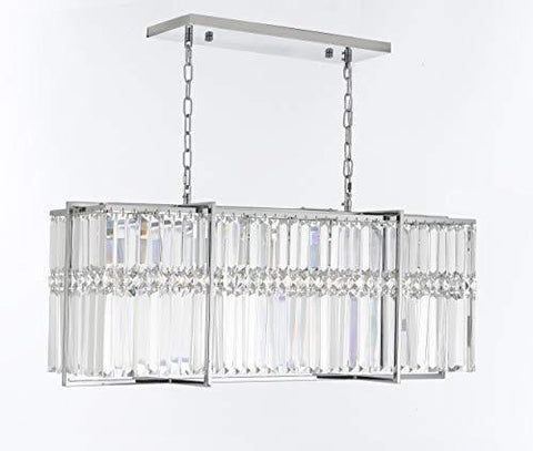 8 Light 37" Modern Contemporary Crystal Chandelier Rectangular Chandeliers LightingLimited Edition - G7-92606/8