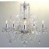 AUTHENTIC ALL CRYSTAL CHANDELIERS LIGHTING CHANDELIERS H27" X W24" SWAG PLUG IN-CHANDELIER W/14' FEET OF HANGING CHAIN AND WIRE W/CHROME SLEEVES! - A46-B43/B15/B14/384/5