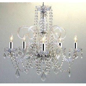 Swarovski Crystal Trimmed Chandelier! Empire Victorian Chandelier H25" X W24" Swag Plug In-Chandelier W/14' Feet Of Hanging Chain And Wire w/Chrome Sleeves! - A46-B43/B15/385/5SW