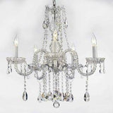 Swarovski Crystal Trimmed Chandelier Authentic All Crystal Chandeliers Lighting Chandeliers H27" X W24" Swag Plug In-Chandelier W/ 14' Feet Of Hanging Chain And Wire - A46-B15/B14/384/5 Sw