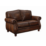 Set of 3 - Montbrook Rolled Arm Sofa + Loveseat + Chair Hand Rubbed Brown - D300-10021