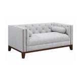 Set 3 - Celle Tuxedo Arm Tufted Sofa + Loveseat + Chair Light Grey - D300-10075