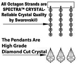 Swarovski Crystal Trimmed Chandelier! Authentic All Crystal Chandelier Chandeliers H30" X W24" Swag Plug In-Chandelier W/ 14' Feet Of Hanging Chain And Wire w/Chrome Sleeves! - A46-B43/B15/3/385/5 SW