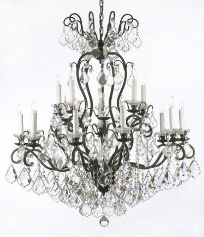 Wrought Iron Crystal Chandelier Lighting W38" H44" - A83-556/16