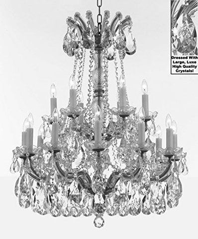 Maria Theresa Chandelier Crystal Lighting Fixture Pendant Ceiling Lamp With Large Luxe Diamond Cut Crystals H30" X W28" -Good For Dining Room Foyer Entryway Family Living Room - A83-Cs/B90/152/18Dc
