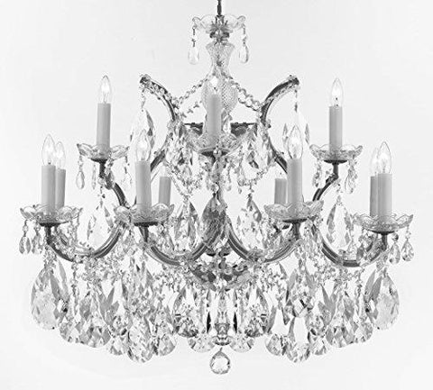 Maria Theresa Chandelier Crystal Lighting Chandeliers Lights Fixture Pendant Ceiling Lamp for Dining room, Entryway , Living room with Large, Luxe, Diamond Cut Crystals! H22" X W28" - A83-CS/B89/21532/12+1DC