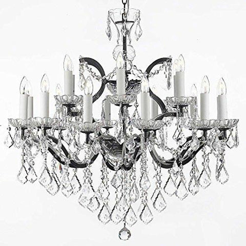 Nineteenth C. Baroque Iron & Crystal Chandelier Lighting H 28" X W 30" - A83-995/18