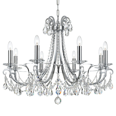 8 Light Polished Chrome Transitional  Modern Chandelier Draped In Clear Spectra Crystal - C193-6828-CH-CL-SAQ