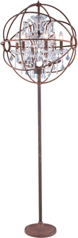 C121-1130FL24RI/RC By Elegant Lighting Urban Collection 6 Light Floor Lamp Red Rusted Painted Finish