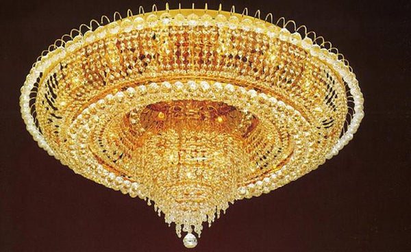 JNCNZN Crystal Chandelier Golden Flush Mount French Empire Lighting Ceiling 