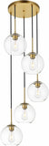 Living District Baxter 5-light brass pendant with clear glass