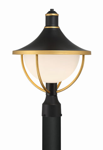 Atlas 1 Light Matte Black + Textured Gold Outdoor Post - C193-ATL-709-MK-TG