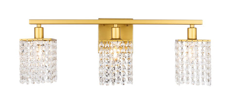 ZC121-LD7010BR - Living District: Phineas 3 light Brass and Clear Crystals wall sconce