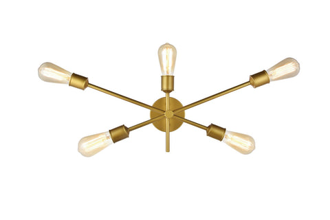 ZC121-LD8022W24BR - Living District: Axel 5 Lights Brass Wall Sconce