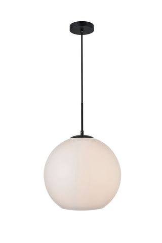 ZC121-LD2217BK - Living District: Baxter 1 Light Black Pendant With Frosted White Glass