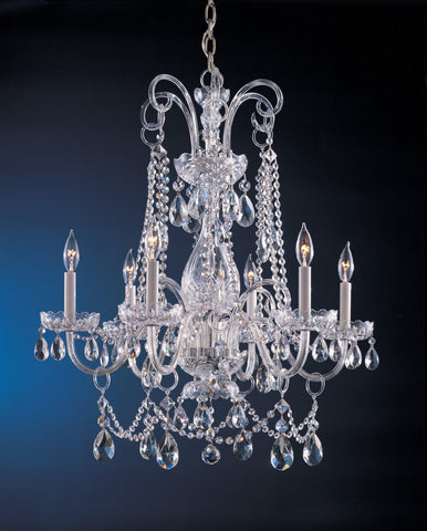 6 Light Polished Chrome Crystal Chandelier Draped In Clear Swarovski Strass Crystal - C193-1030-CH-CL-S