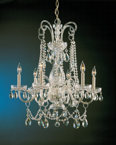 6 Light Polished Brass Crystal Chandelier Draped In Clear Hand Cut Crystal - C193-1030-PB-CL-MWP