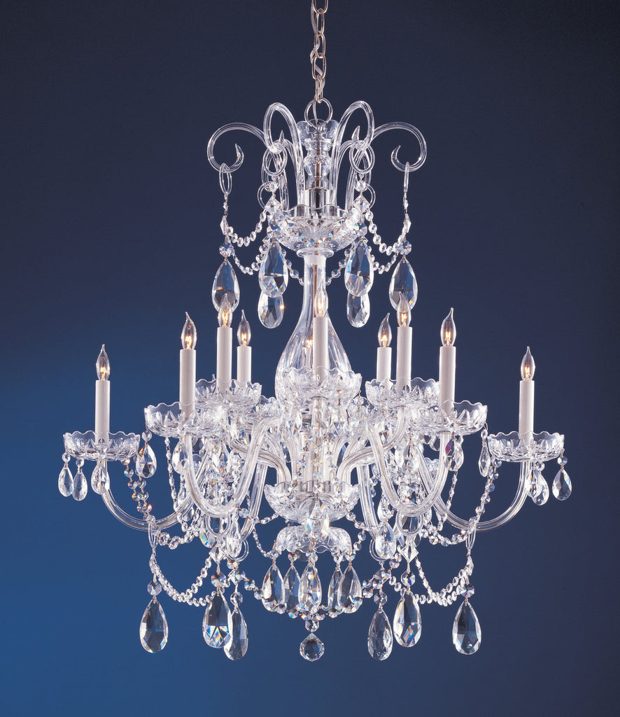 12 Light Polished Chrome Crystal Chandelier Draped In Clear Swarovski Strass Crystal - C193-1035-CH-CL-S