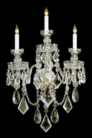 3 Light Polished Brass Crystal Sconce Draped In Clear Hand Cut Crystal - C193-1043-PB-CL-MWP