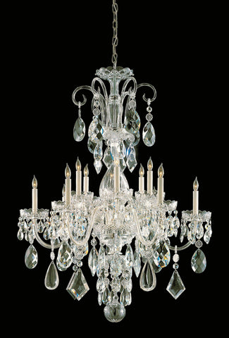 12 Light Polished Brass Crystal Chandelier Draped In Clear Hand Cut Crystal - C193-1045-PB-CL-MWP