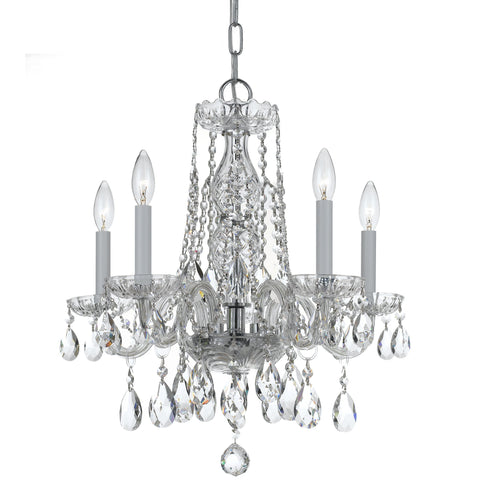 5 Light Polished Chrome Crystal Mini Chandelier Draped In Clear Hand Cut Crystal - C193-1061-CH-CL-MWP