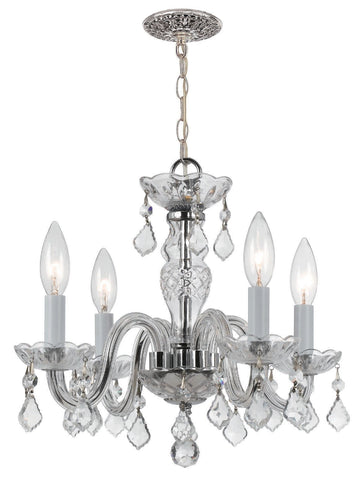 4 Light Polished Chrome Crystal Mini Chandelier Draped In Clear Italian Crystal - C193-1064-CH-CL-I