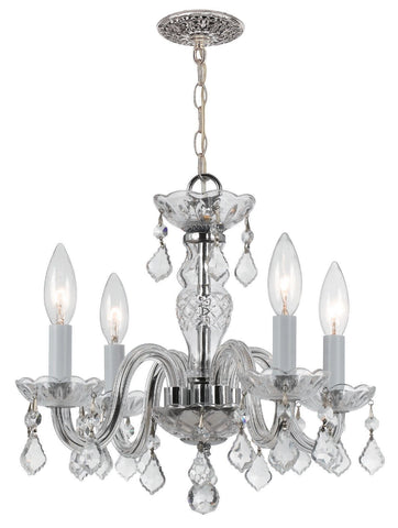 4 Light Polished Chrome Crystal Mini Chandelier Draped In Clear Spectra Crystal - C193-1064-CH-CL-SAQ