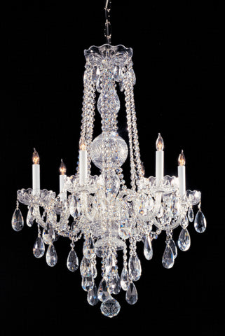 6 Light Polished Chrome Crystal Chandelier Draped In Clear Hand Cut Crystal - C193-1105-CH-CL-MWP