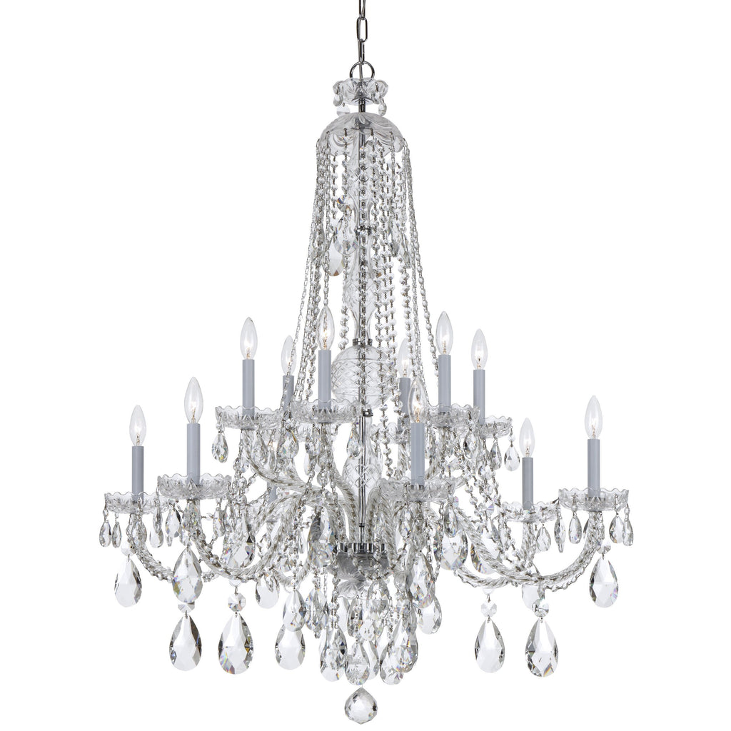 12 Light Polished Chrome Crystal Chandelier Draped In Clear Spectra Crystal - C193-1112-CH-CL-SAQ