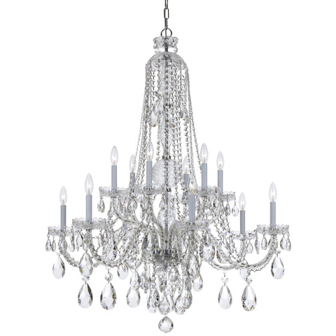 12 Light Polished Chrome Crystal Chandelier Draped In Clear Spectra Crystal - C193-1112-CH-CL-SAQ