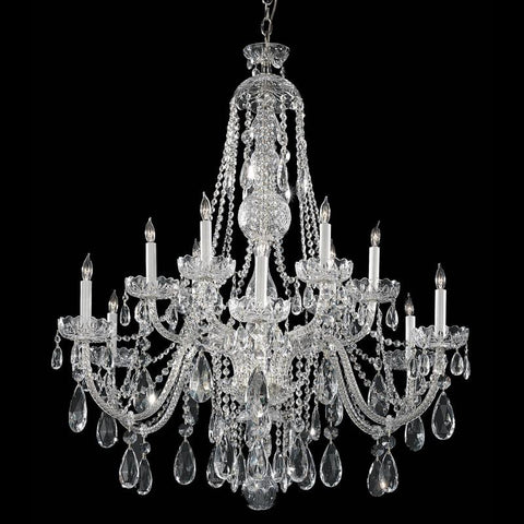 12 Light Polished Chrome Crystal Chandelier Draped In Clear Swarovski Strass Crystal - C193-1114-CH-CL-S