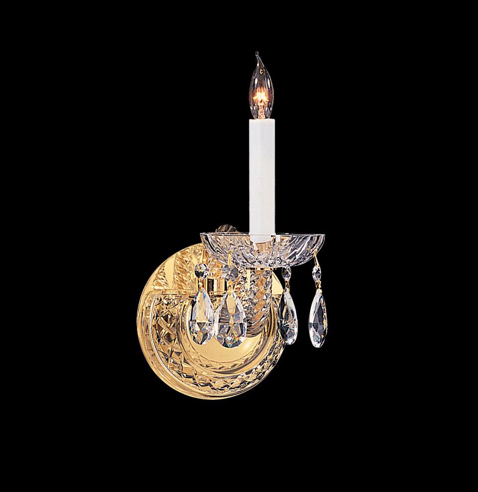 1 Light Polished Brass Crystal Sconce Draped In Clear Swarovski Strass Crystal - C193-1121-PB-CL-S
