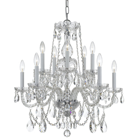 10 Light Polished Chrome Crystal Chandelier Draped In Clear Swarovski Strass Crystal - C193-1130-CH-CL-S
