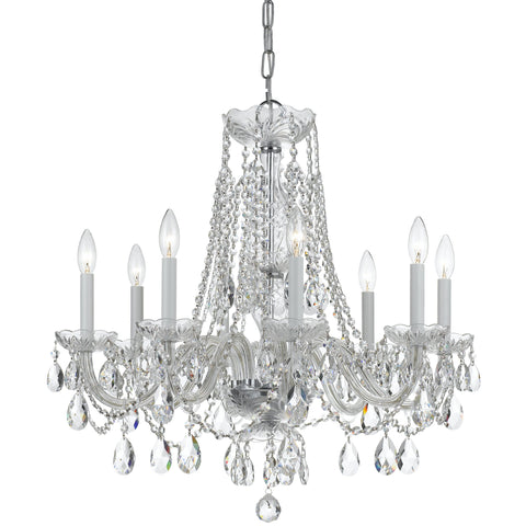 8 Light Polished Chrome Crystal Chandelier Draped In Clear Spectra Crystal - C193-1138-CH-CL-SAQ