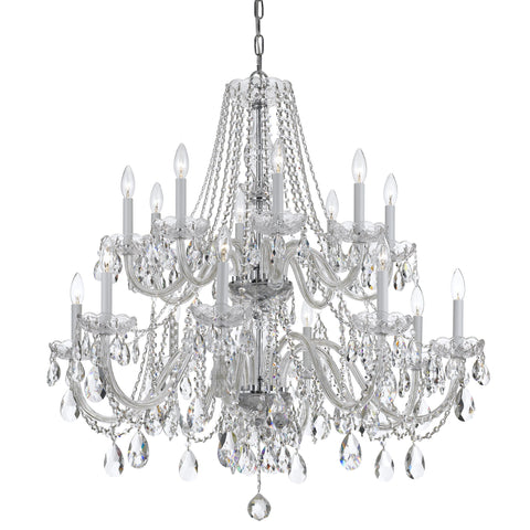 16 Light Polished Chrome Crystal Chandelier Draped In Clear Swarovski Strass Crystal - C193-1139-CH-CL-S