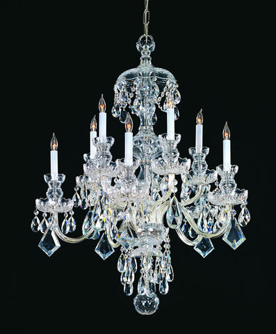 10 Light Polished Chrome Crystal Chandelier Draped In Clear Swarovski Strass Crystal - C193-1140-CH-CL-S