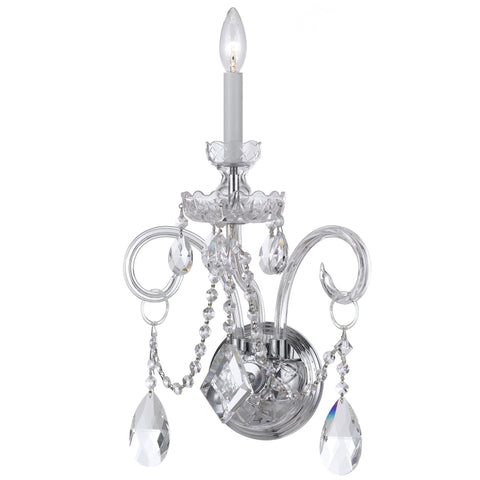 1 Light Polished Chrome Crystal Sconce Draped In Clear Swarovski Strass Crystal - C193-1141-CH-CL-S