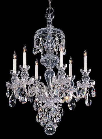 6 Light Polished Chrome Crystal Chandelier Draped In Clear Swarovski Strass Crystal - C193-1146-CH-CL-S