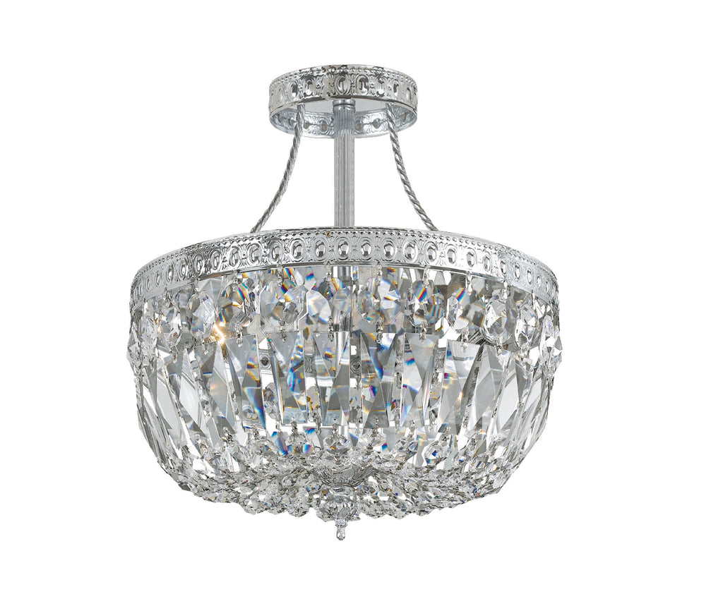 3 Light Polished Chrome Traditional Ceiling Mount Draped In Clear Spectra Crystal - C193-119-10-CH-CL-SAQ