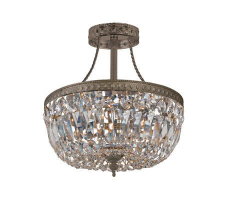 3 Light English Bronze Traditional Ceiling Mount Draped In Clear Swarovski Strass Crystal - C193-119-10-EB-CL-S