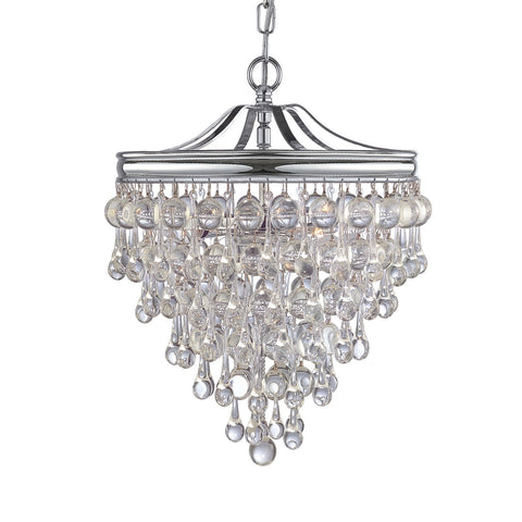 3 Light Polished Chrome Transitional Mini Chandelier Draped In Clear Glass Drops - C193-130-CH