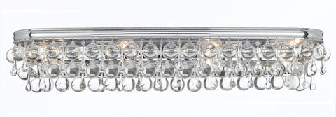 8 Light Polished Chrome Transitional Bathroom-Vanity Light Draped In Clear Glass Drops - C193-134-CH