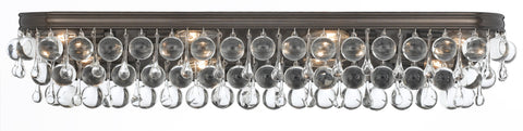 8 Light Vibrant Bronze Transitional Bathroom-Vanity Light Draped In Clear Glass Drops - C193-134-VZ