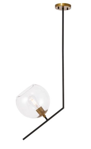 ZC121-LD8032D10BK - Living District: Ryland 1 light Black and Brass and Clear glass pendant