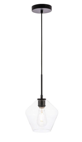 ZC121-LD2256BK - Living District: Gene 1 light Black and Clear glass pendant