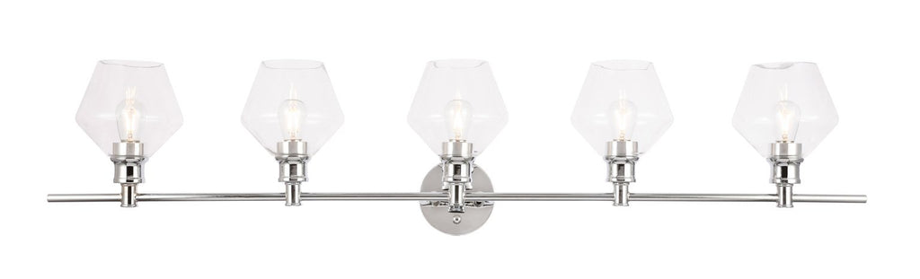 ZC121-LD2324C - Living District: Gene 5 light Chrome and Clear  glass Wall sconce